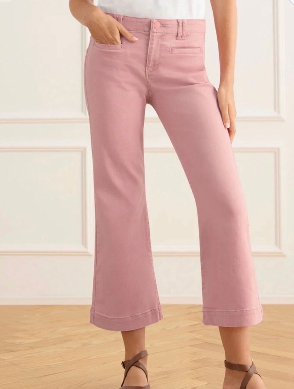 CAbi Paloma Crop #6882R Size 8 Regular Pink Wide Leg Cropped Pants